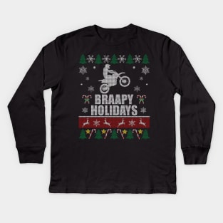 Motocross Braapy Holidays Kids Long Sleeve T-Shirt